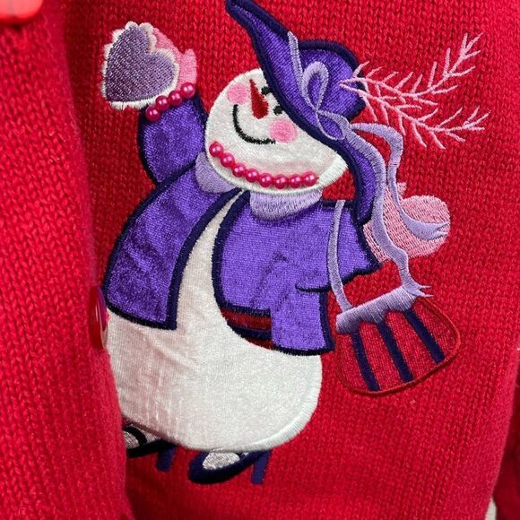 Anthony Richards Holiday Snowman Cardigan Sweater Size 1X EUC - Picture 3 of 8